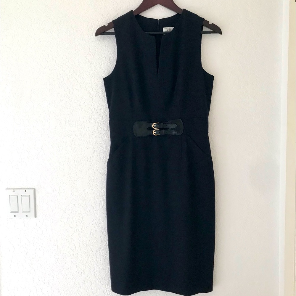 Milly of New York Black Diamond Pattern Belted Dress Size 8